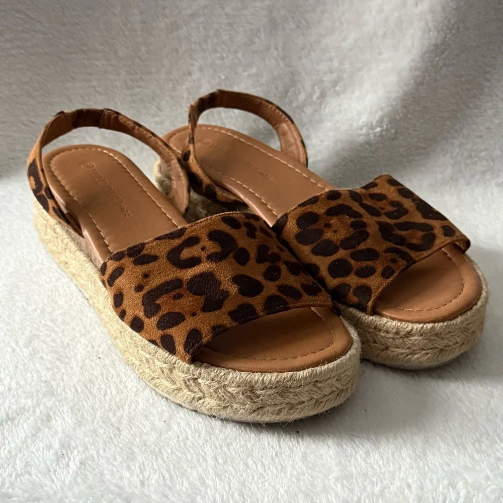 Leopard Print Espadrille Sandals Wild Diva Lounge Size‎ 9 Wedge Women’s